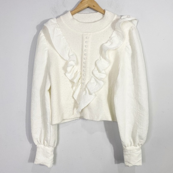 ZARA Combination Ruffled Knit Sweater - Picture 1 of 8